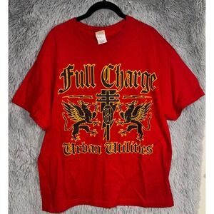 Full Charge Urban Utilities Graphic T‎ Shirt Red Size L Cotton